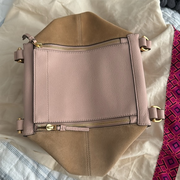 Tory Burch Mixed materials Half Moon Satchel.  Beige and Pink.  NWOT - Picture 10 of 11